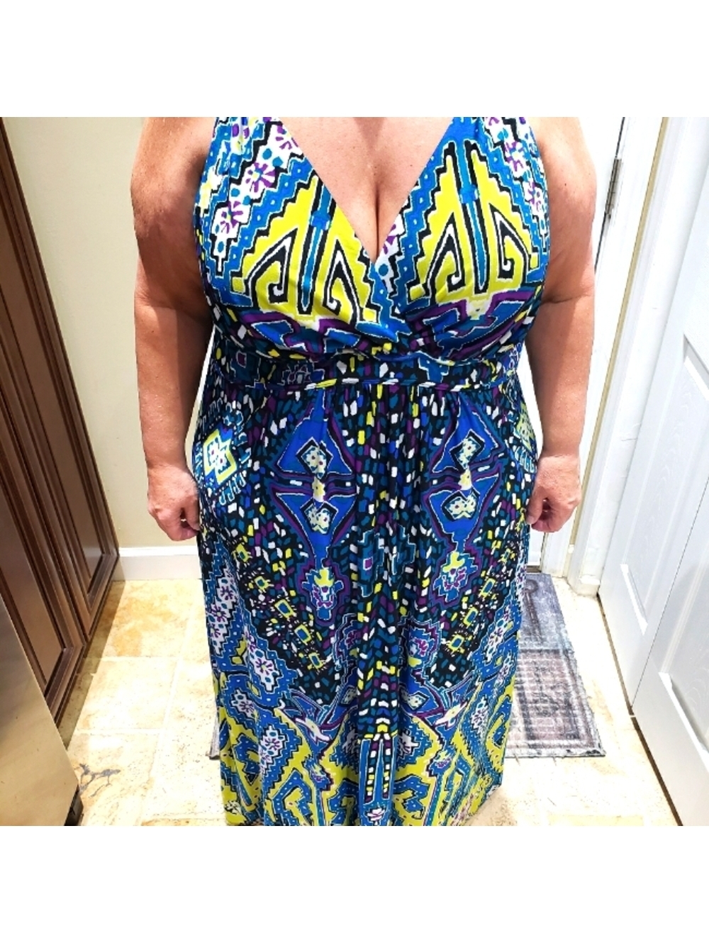 Covington Woman 3X Colorful Patterned Maxi Dress with V-Neck